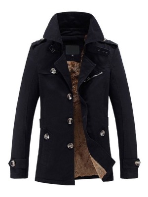 Casaco Liso Liso De Lapela De Comprimento Médio Magro Casual Masculino