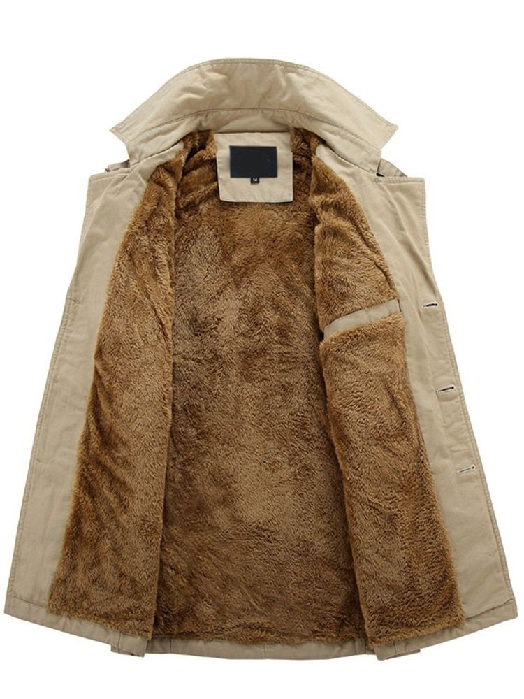 Casaco Liso Liso De Lapela De Comprimento Médio Magro Casual Masculino