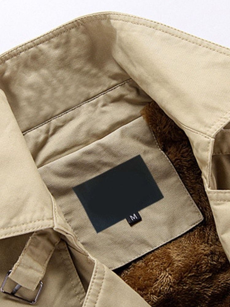 Casaco Liso Liso De Lapela De Comprimento Médio Magro Casual Masculino