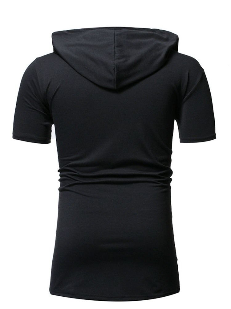 Casaco Liso Masculino Com Capuz Liso De Comprimento Médio