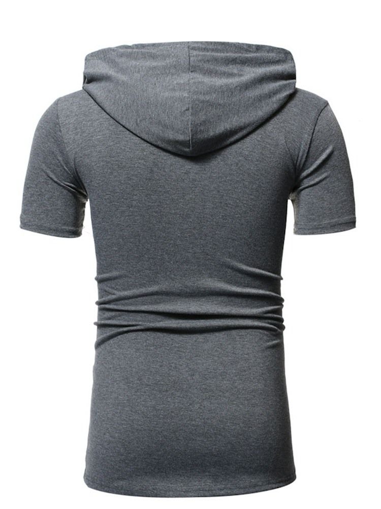 Casaco Liso Masculino Com Capuz Liso De Comprimento Médio