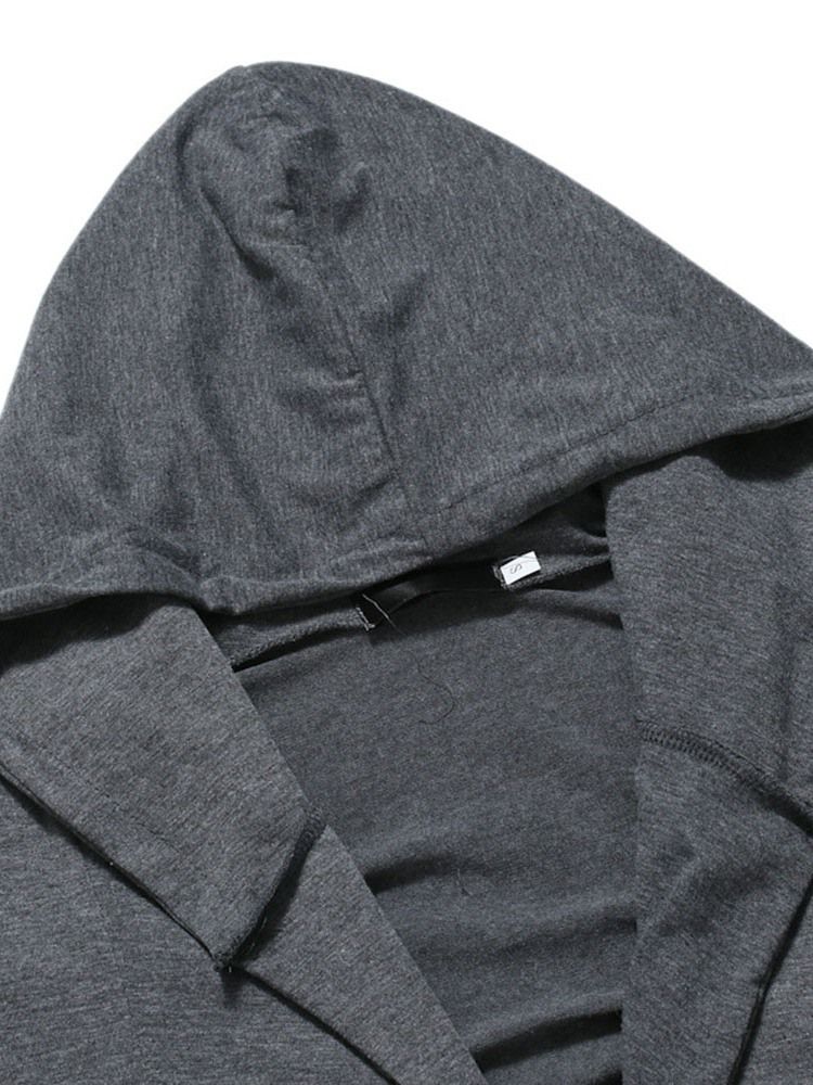Casaco Liso Masculino Com Capuz Liso De Comprimento Médio