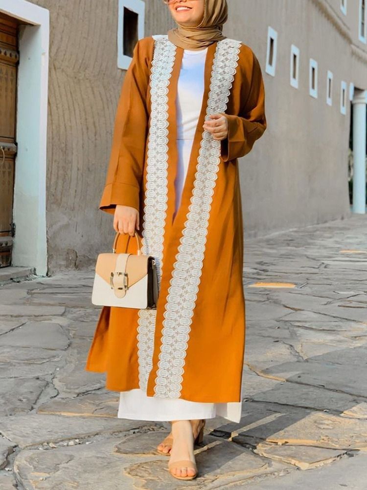 Casaco Longo Feminino De Renda Reta Trincheira De Verão