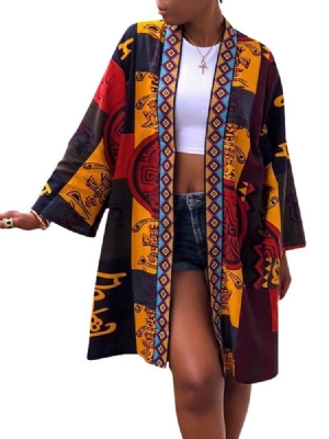 Casaco Longo De Inverno Regular Feminino Com Estampa Longa