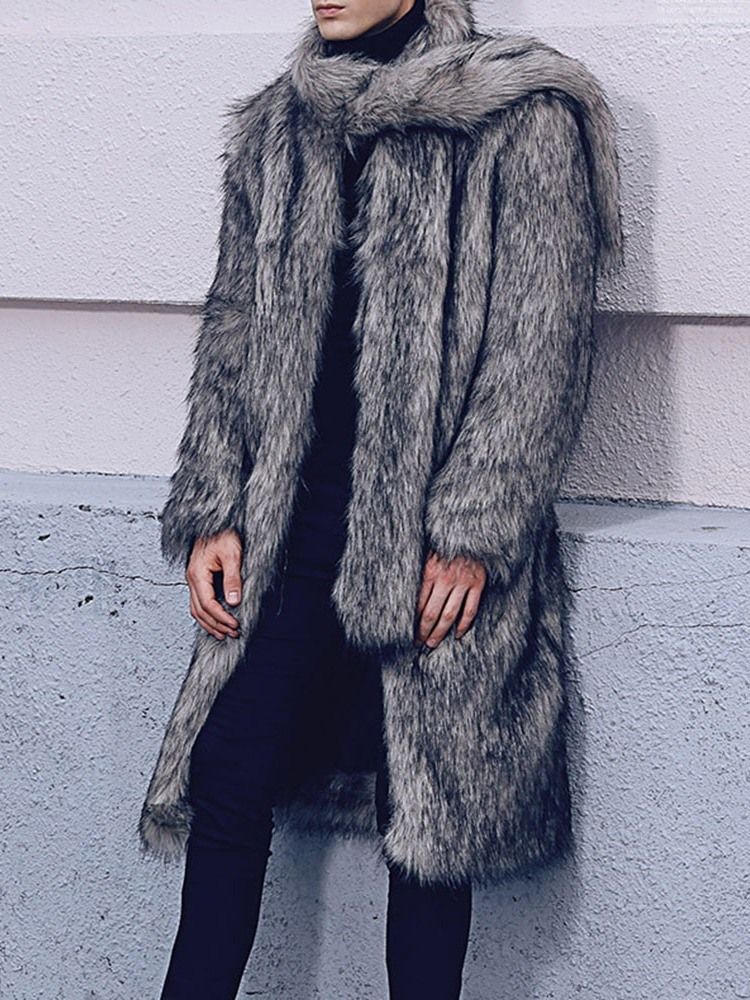 Casaco Longo Liso De Inverno Europeu Masculino