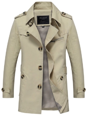 Casaco Masculino Casual Fino De Botão Liso Comprimento Médio