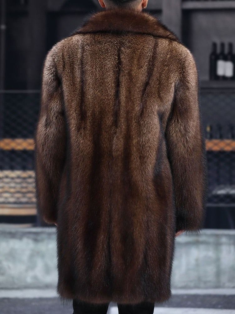 Casaco Masculino Europeu De Lapela Comprimento Médio Liso Inverno