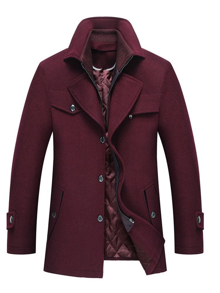 Casaco Masculino De Lapela Lisa Com Peito Único De Inverno