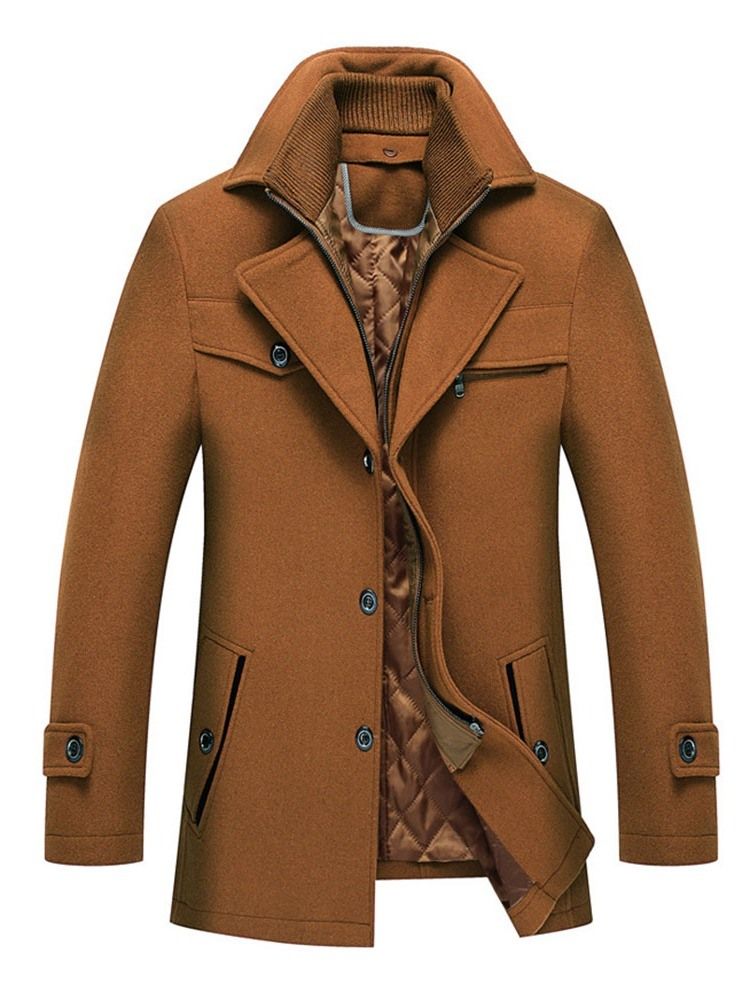 Casaco Masculino De Lapela Lisa Com Peito Único De Inverno