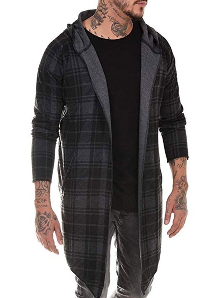 Casaco Masculino Xadrez De Comprimento Médio Simples Embrulhado