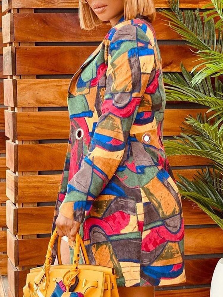 Lapela Com Estampa Entalhada Casaco Fino Regular Feminino