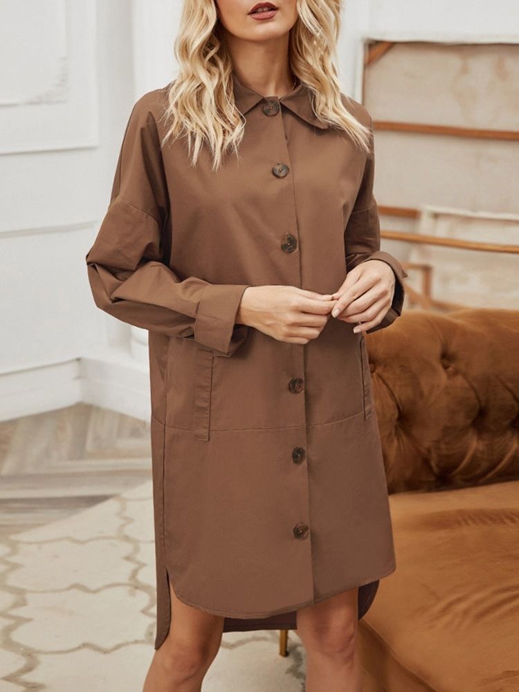 Lapela Com Peito Único Patchwork Casaco Feminino De Outono