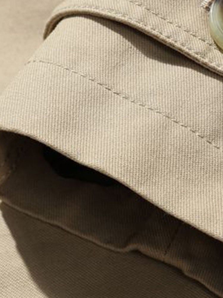 Lapela Comprimento Médio Liso Simples Casaco Masculino