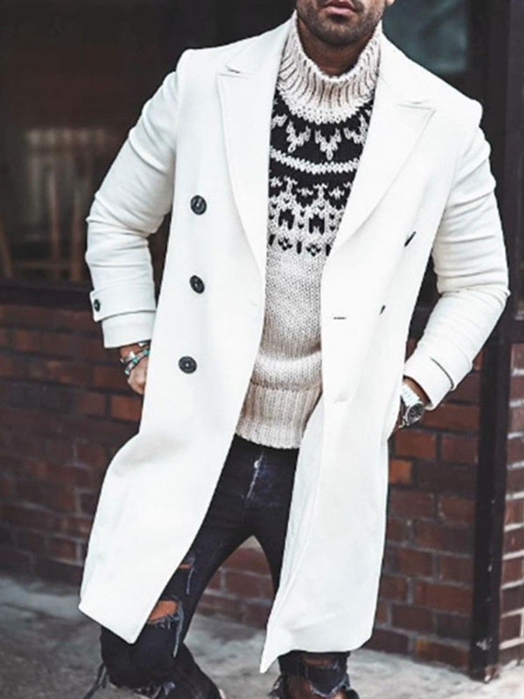 Lapela Simples Comprimento Médio Casaco Casual Masculino