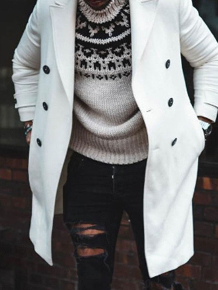Lapela Simples Comprimento Médio Casaco Casual Masculino