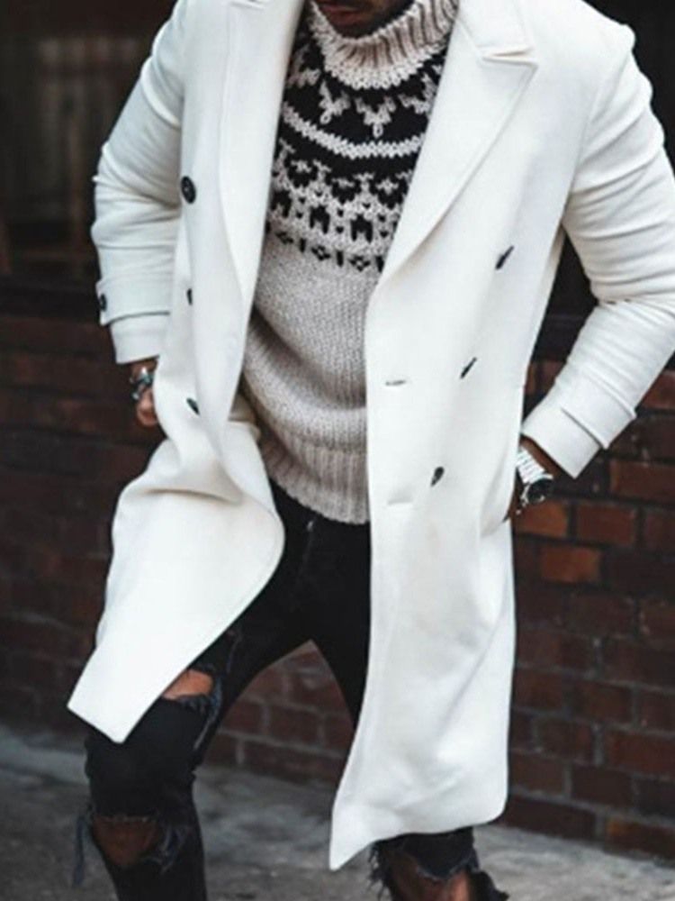 Lapela Simples Comprimento Médio Casaco Casual Masculino