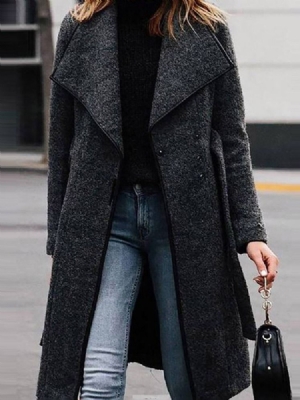 Sobretudo Feminino De Lapela De Inverno Solto Em Retalhos Regulares