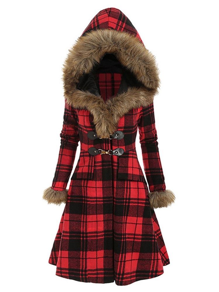 Sobretudo Longo De Inverno Feminino Com Botão De Chifre Fino