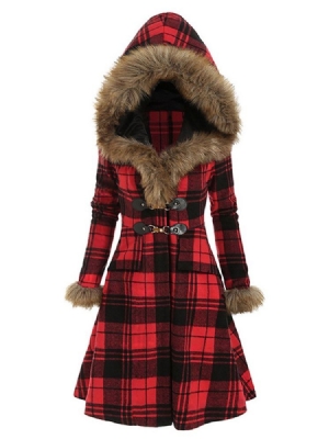 Sobretudo Longo De Inverno Feminino Com Botão De Chifre Fino