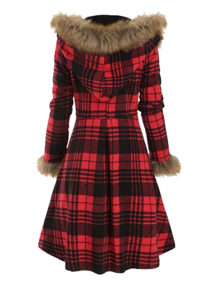 Sobretudo Longo De Inverno Feminino Com Botão De Chifre Fino