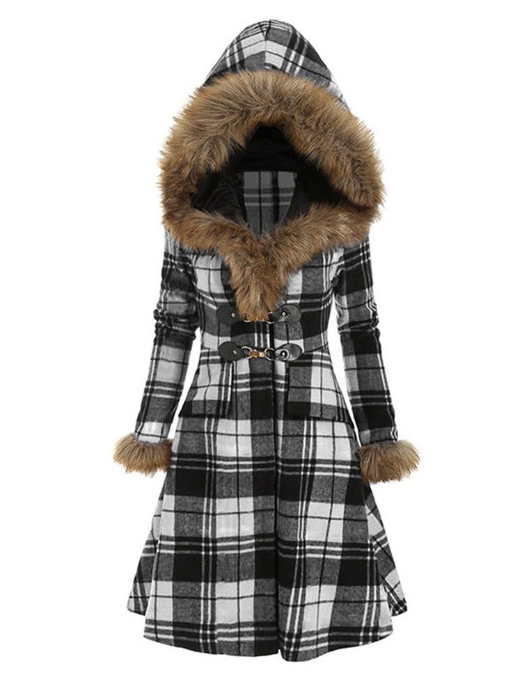 Sobretudo Longo De Inverno Feminino Com Botão De Chifre Fino