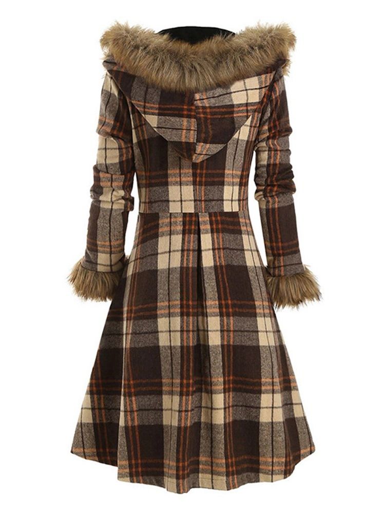 Sobretudo Longo De Inverno Feminino Com Botão De Chifre Fino