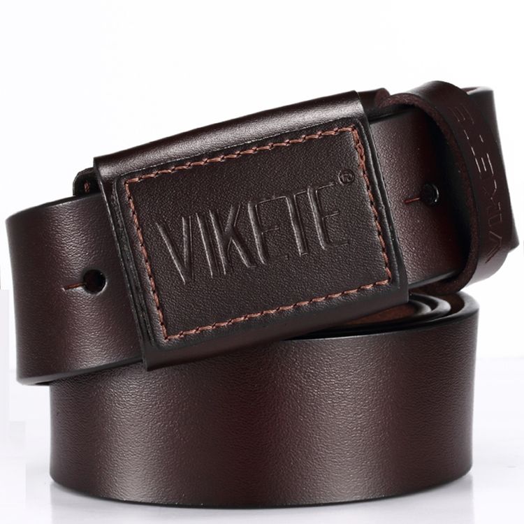 Cinto De Couro Genuíno Masculino Com Fivela De Alfinete De Couro