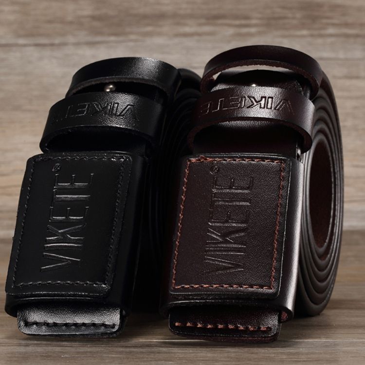Cinto De Couro Genuíno Masculino Com Fivela De Alfinete De Couro