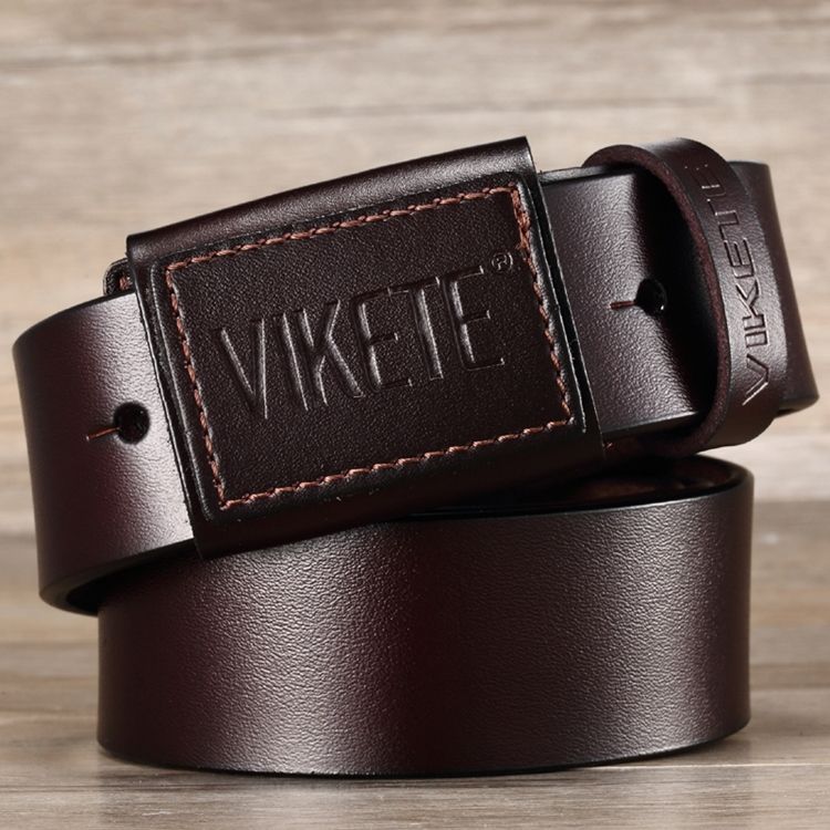 Cinto De Couro Genuíno Masculino Com Fivela De Alfinete De Couro
