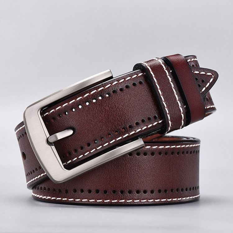 Cinto De Couro De Linha Casual Masculino