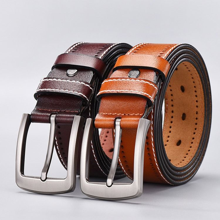 Cinto De Couro De Linha Casual Masculino