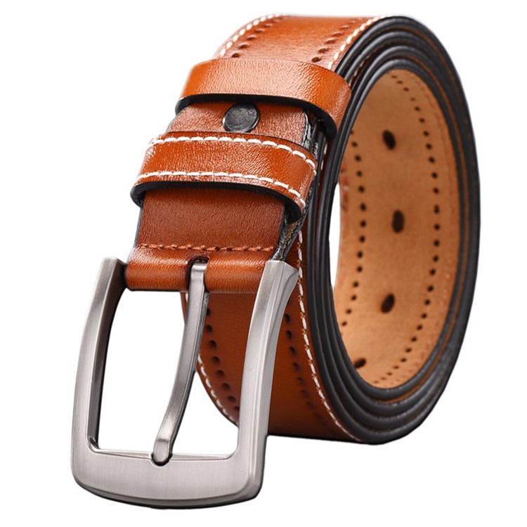 Cinto De Couro De Linha Casual Masculino