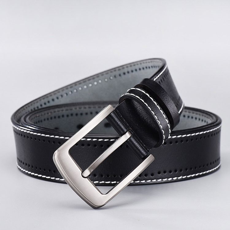 Cinto De Couro De Linha Casual Masculino