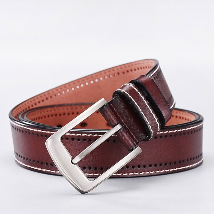 Cinto De Couro De Linha Casual Masculino