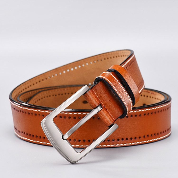 Cinto De Couro De Linha Casual Masculino