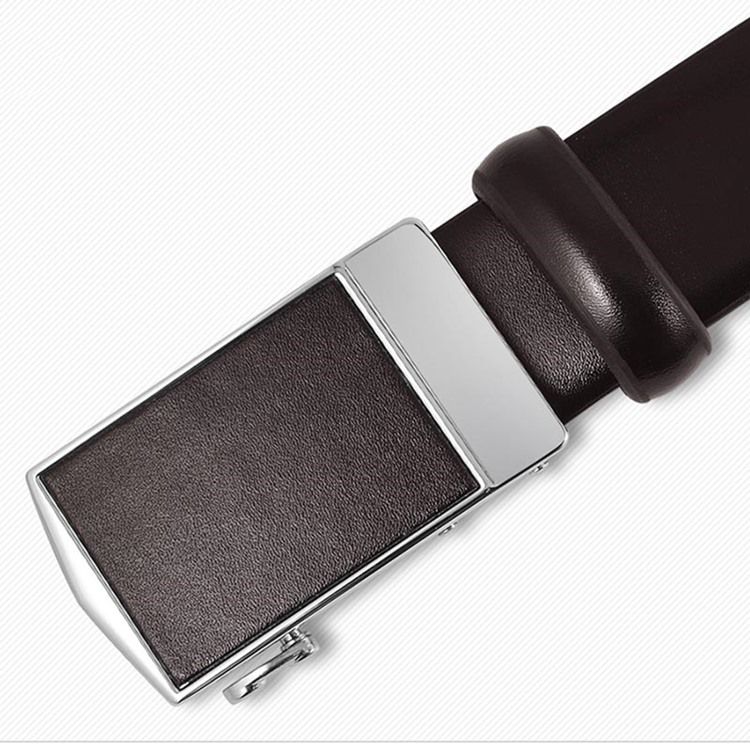Cinto De Fivela Automática De Couro De Vaca Masculino