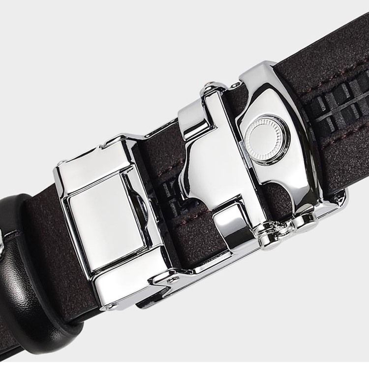 Cinto De Fivela Automática De Couro De Vaca Masculino
