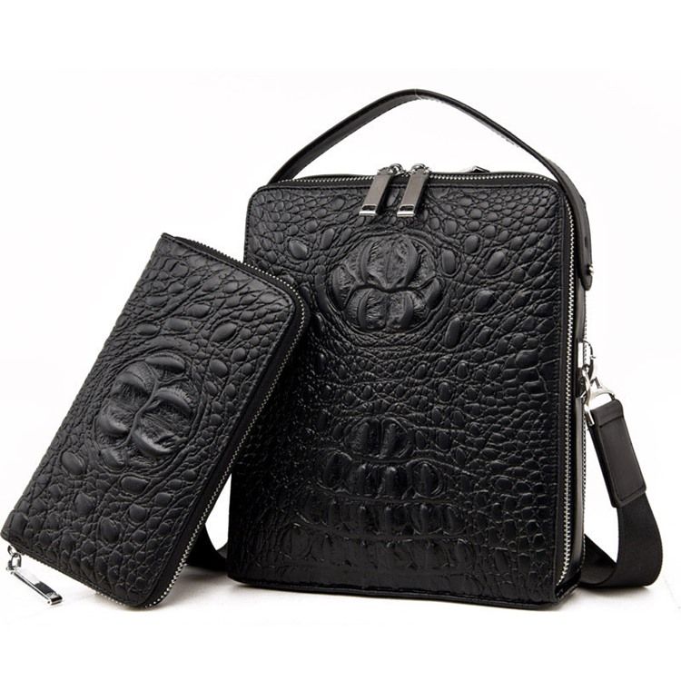 Bolsa Masculina Com Gravura Em Croco