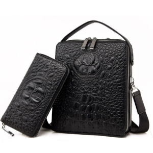 Bolsa Masculina Com Gravura Em Croco