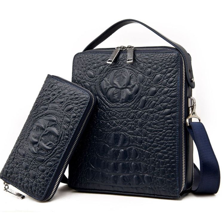 Bolsa Masculina Com Gravura Em Croco
