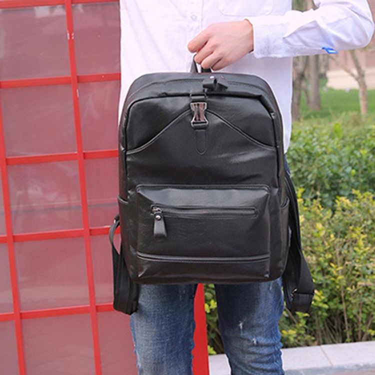 Mochilas Casuais De Fio De Pu Liso Masculino