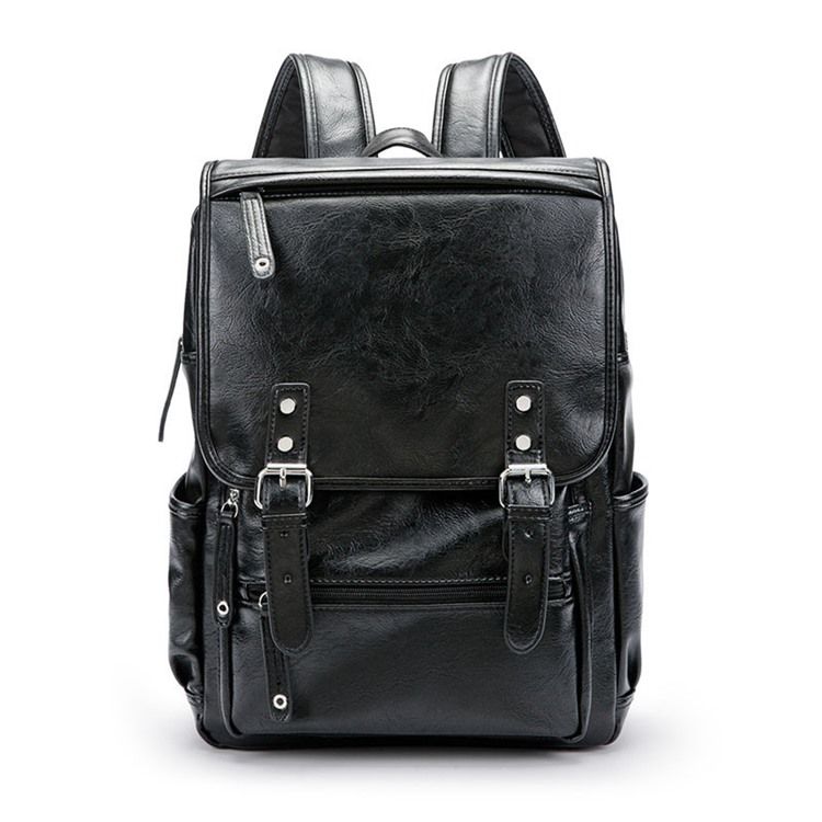 Mochilas Pretas Simples Decoradas Com Cinto Em Pu