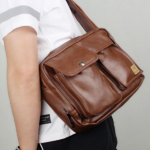 Sacos Crossbody Masculino De Fio Simples De Pu Quadrado