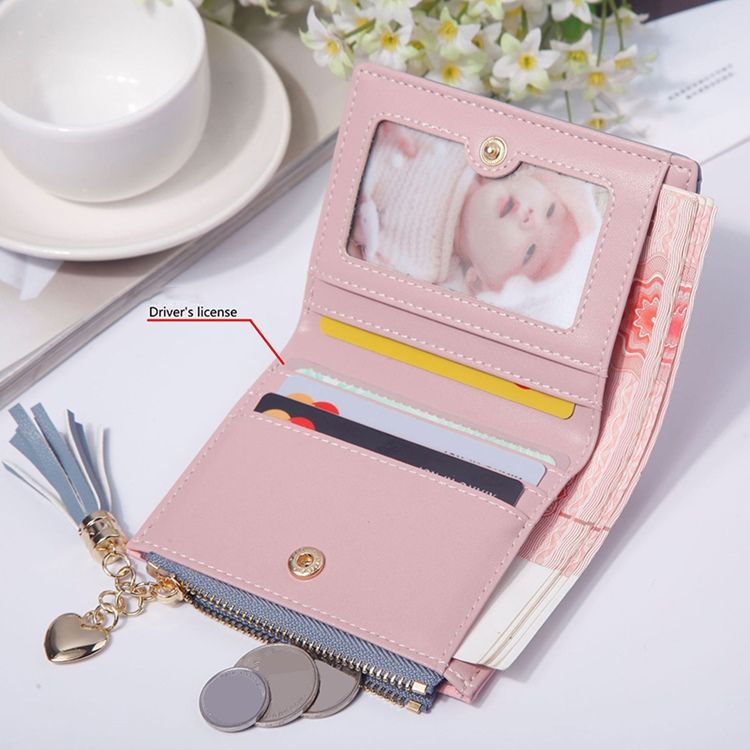 Carteira Color Block Zipper Hasp