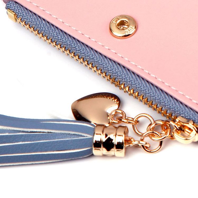 Carteira Color Block Zipper Hasp