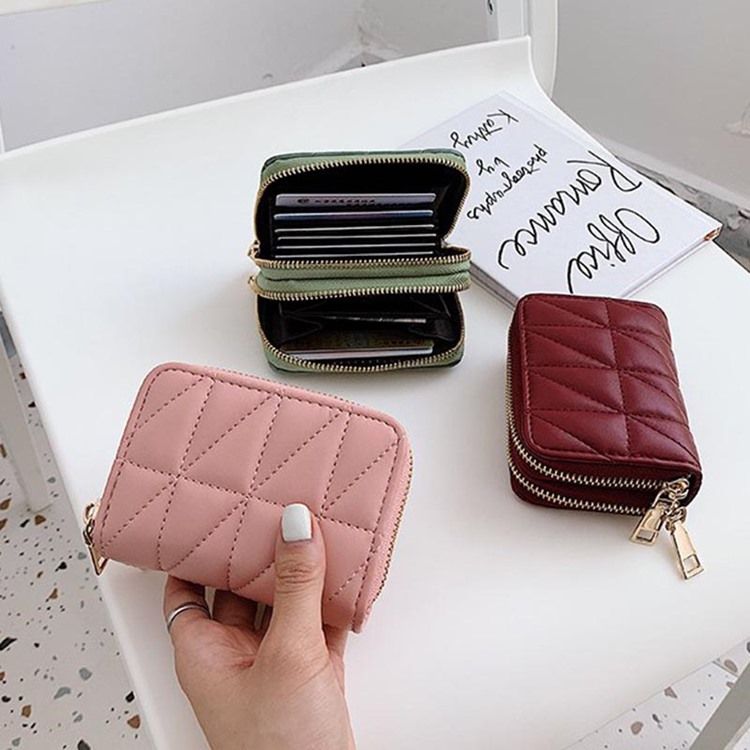 Mini Carteiras Femininas Com Zíper Pu