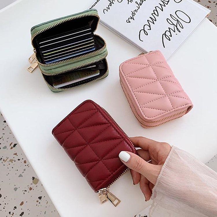 Mini Carteiras Femininas Com Zíper Pu