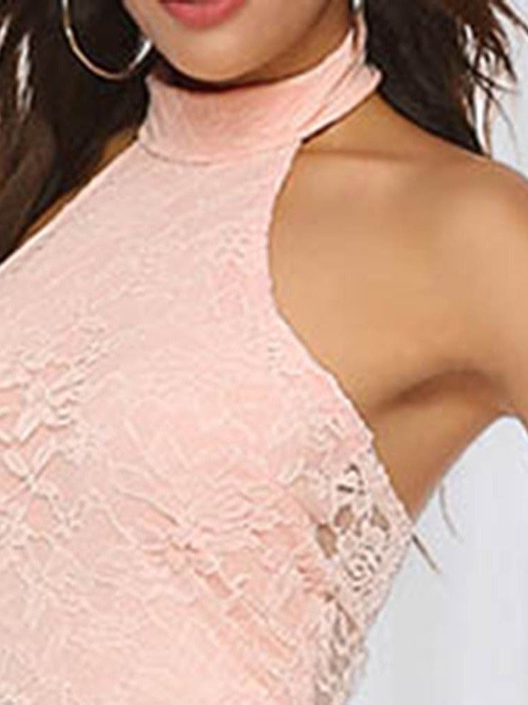 Bodycon Feminino Elegante Vestido Sem Mangas Até O Chão Sem Costas Em Renda Maxi