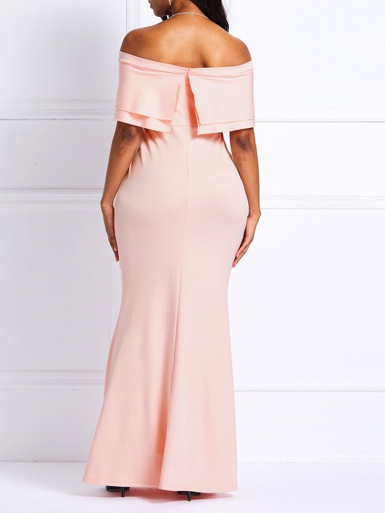 Falbala Feminino Vestido De Festa Com Ombros Largos Até O Chão Sereia