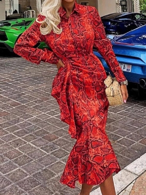 Patchwork Manga Comprida Cor Da Panturrilha Média Vestido Sereia Feminino